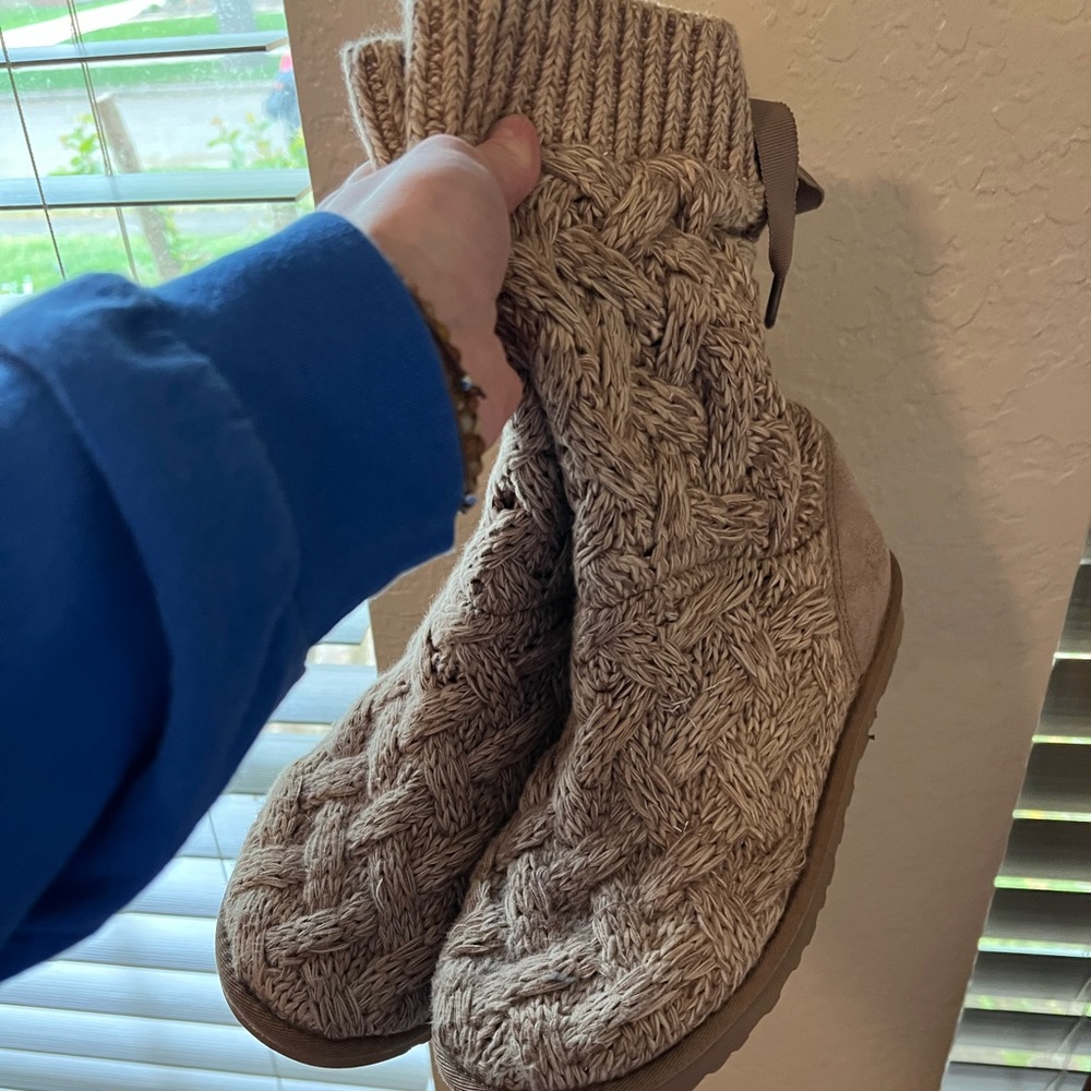 UGG lace up sweater boots in oatmeal